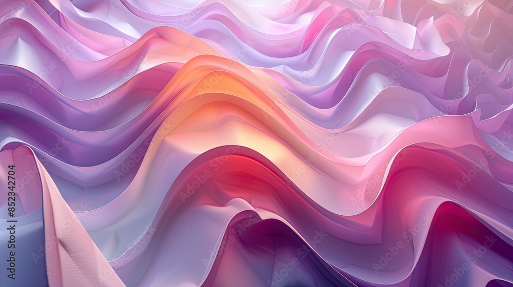 Obraz premium Abstract Pastel Waves - Fluid Gradient Background with Soft Pink and Purple Tones