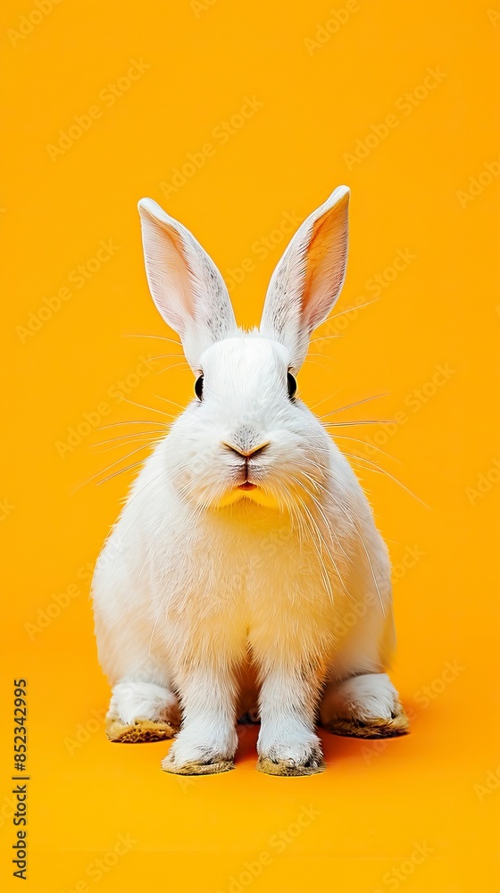 Obraz premium White easter rabbit on orange background