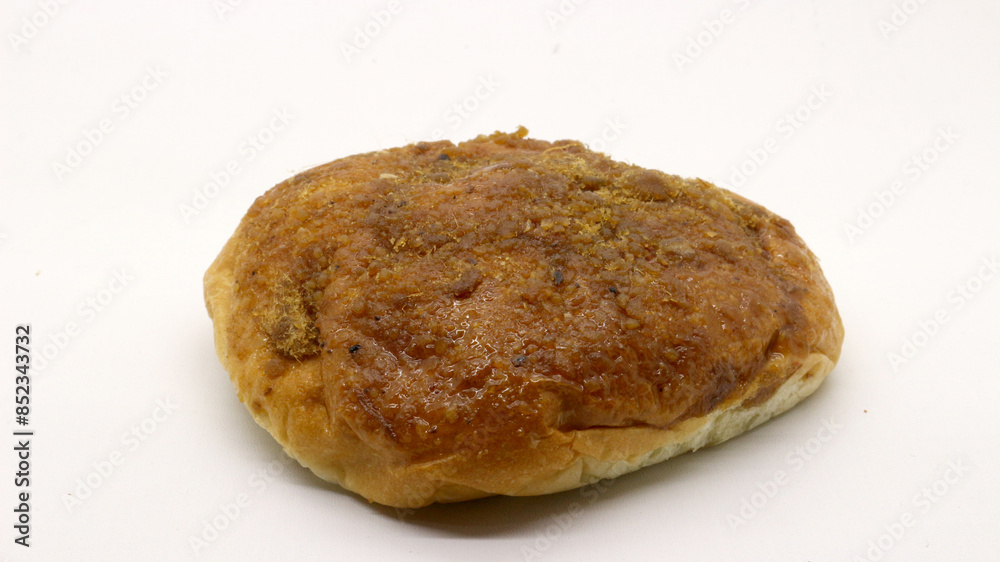 Delicious bread with shredded topping isolated Delicious bread with shredded topping isolated