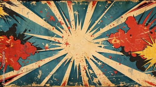 Vintage card with explosion symbol as a border