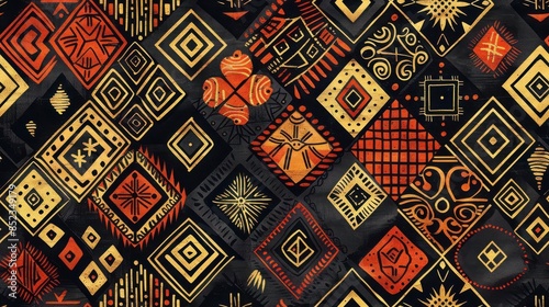 ethnic tribal pattern, earthy tones, traditional motifs photo