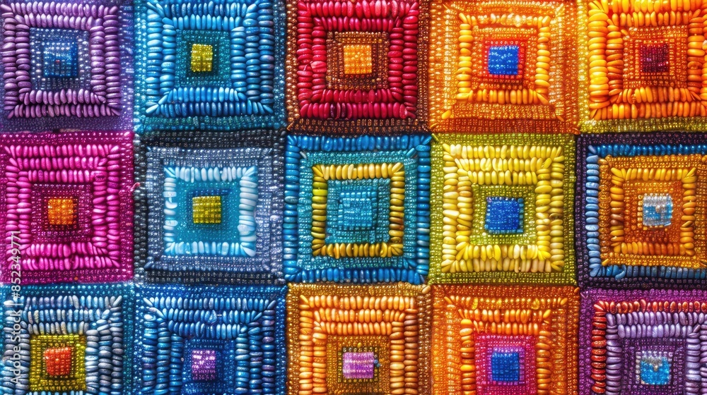 Creating a symmetrical design of evenly spaced fully colored squares of uniform size for beading Creating a symmetrical design of evenly spaced fully colored squares of uniform size for beading