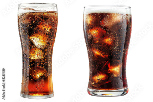 Glass of cola  on a transparent background.