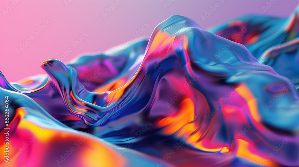 Fototapeta premium Abstract background with vibrant flowing shapes in pink, blue, and orange