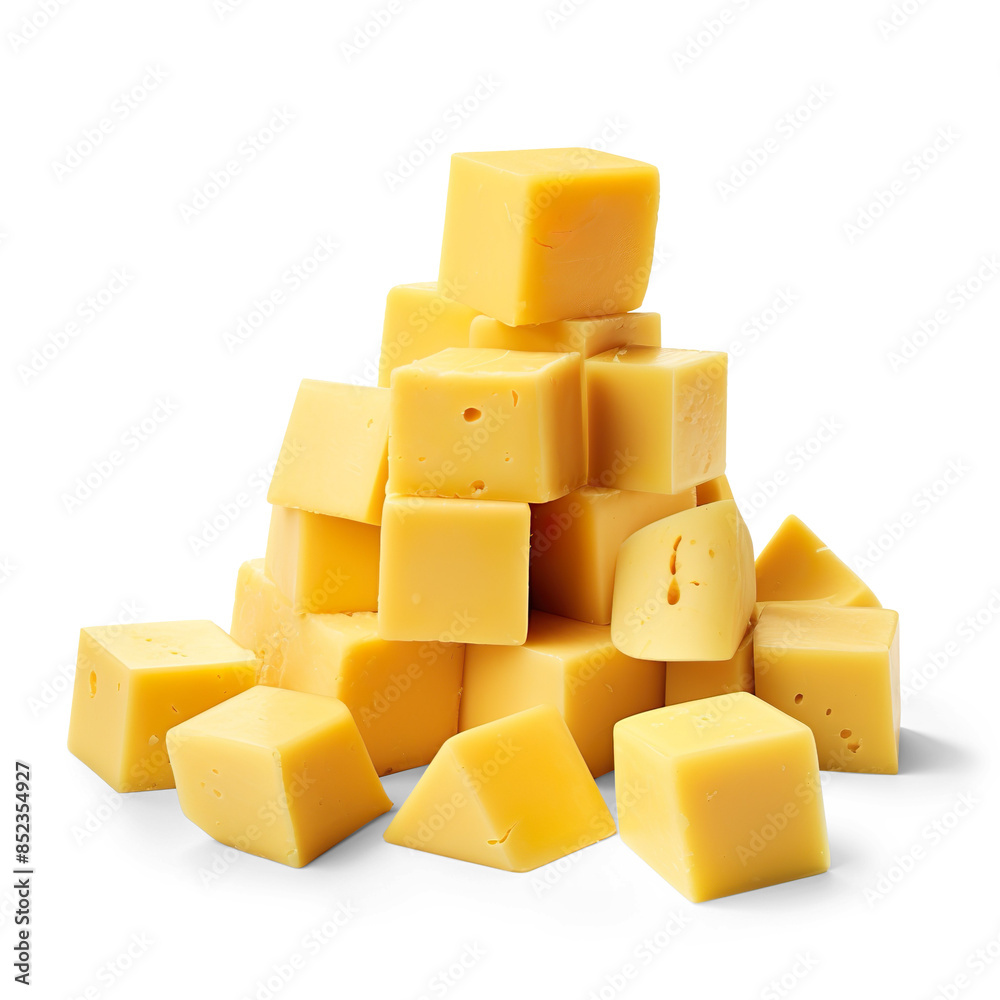 Pyramid of cheese cubes isolated on a transparent background Pyramid of cheese cubes isolated on a transparent background