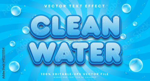 Clean Water 3D editable text effect Template suitable for washing products