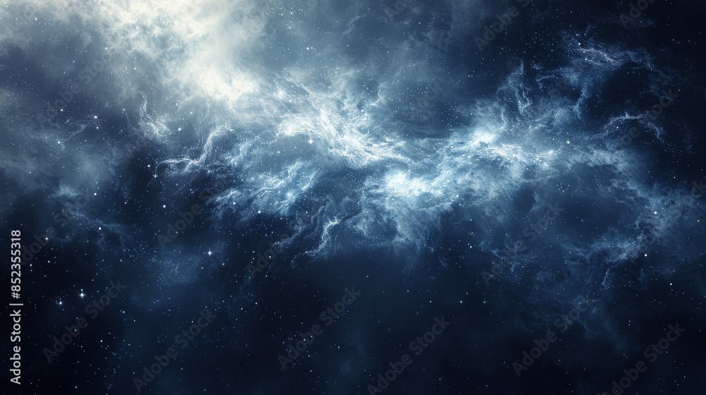 Mystical and expansive night sky filled with stars and cosmic clouds, creating a celestial background Mystical and expansive night sky filled with stars and cosmic clouds, creating a celestial background