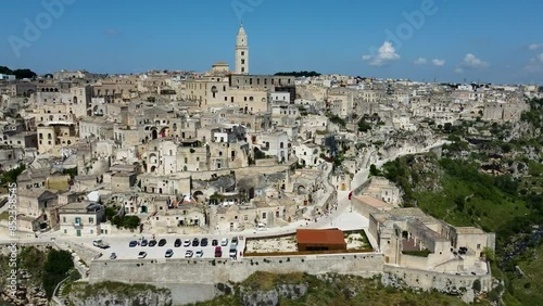 Aerial 4K footage of the beautiful town of Matera (Sassi di Matera) in Basilicata, southern Italy