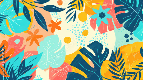 Colorful and Minimalist Abstract Summer Pattern in Flat Colors
