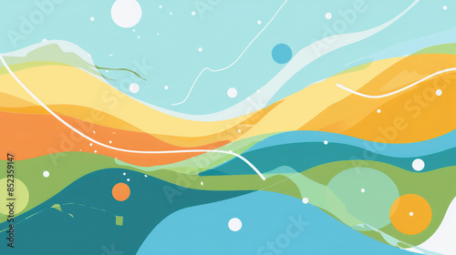Colorful and Minimalist Abstract Summer Pattern in Flat Colors