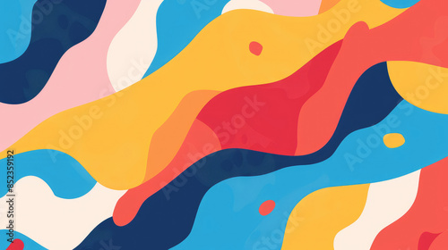Colorful and Minimalist Abstract Summer Pattern in Flat Colors