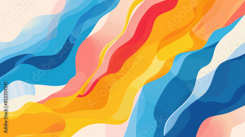 Colorful and Minimalist Abstract Summer Pattern in Flat Colors