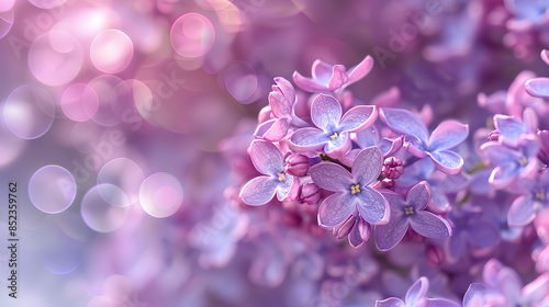  A close up of delicate lilac blossoms in full bloom, with the soft pink and purple hues creating an enchanting bokeh effect in the background.