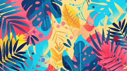 Colorful and Minimalist Abstract Summer Pattern in Flat Colors