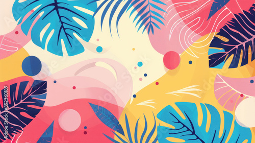 Colorful and Minimalist Abstract Summer Pattern in Flat Colors