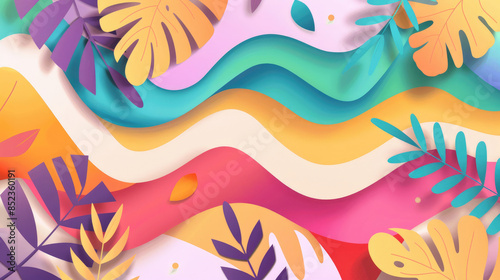 Colorful and Minimalist Abstract Summer Pattern in Flat Colors