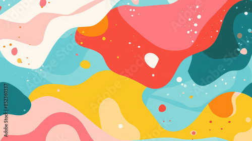 Colorful and Minimalist Abstract Summer Pattern in Flat Colors