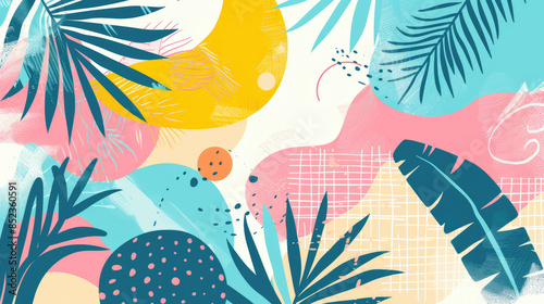 Colorful and Minimalist Abstract Summer Pattern in Flat Colors