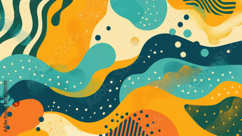 Colorful and Minimalist Abstract Summer Pattern in Flat Colors