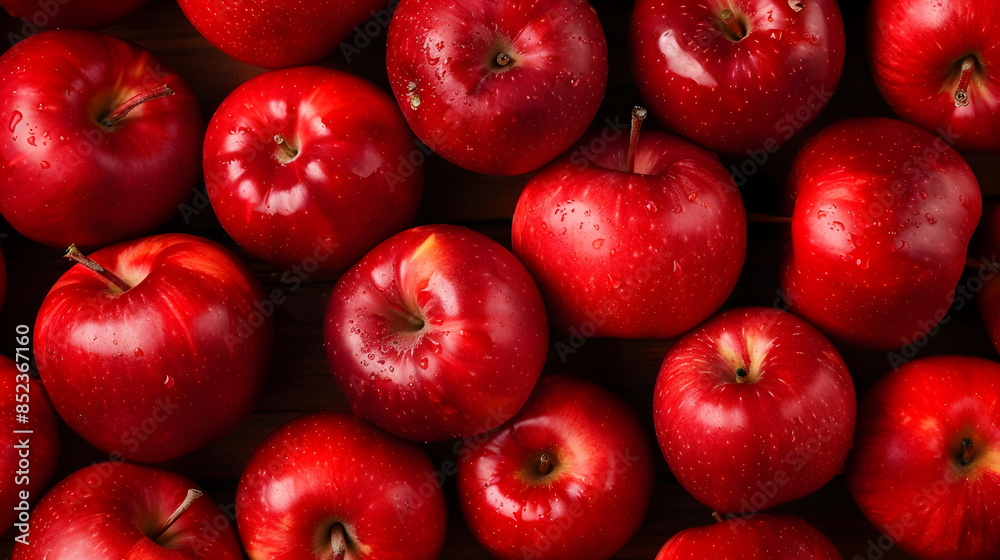 Bird's Eye View Ripe Red Apples in a Vibrant Display,
Apple harvest food fruits background Closeup of red wet ripe apples with water drops
Bird's Eye View Ripe Red Apples in a Vibrant Display,
Apple harvest food fruits background Closeup of red wet ripe apples with water drops