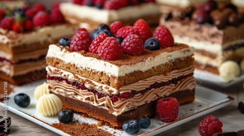 Different irresistible Italian dessert cakes photo