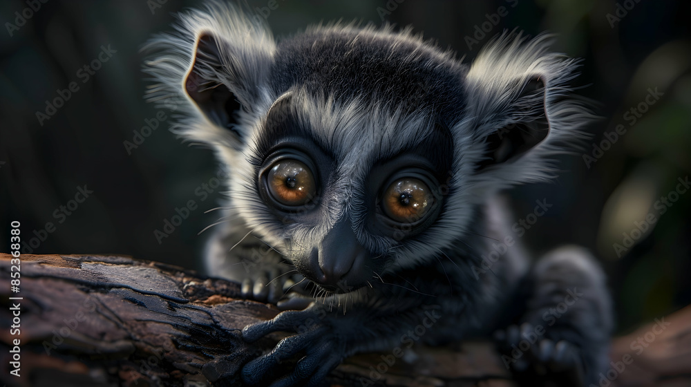 Cute Baby Lemur Illustration with Big Brown Eyes Cute Baby Lemur Illustration with Big Brown Eyes