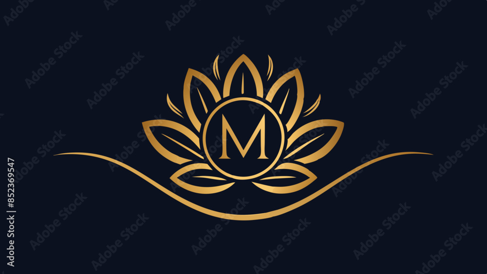 The black and gold logo of a flower represents elegance and beauty. logo design for cosmetics and beauty, vector The black and gold logo of a flower represents elegance and beauty. logo design for cosmetics and beauty, vector