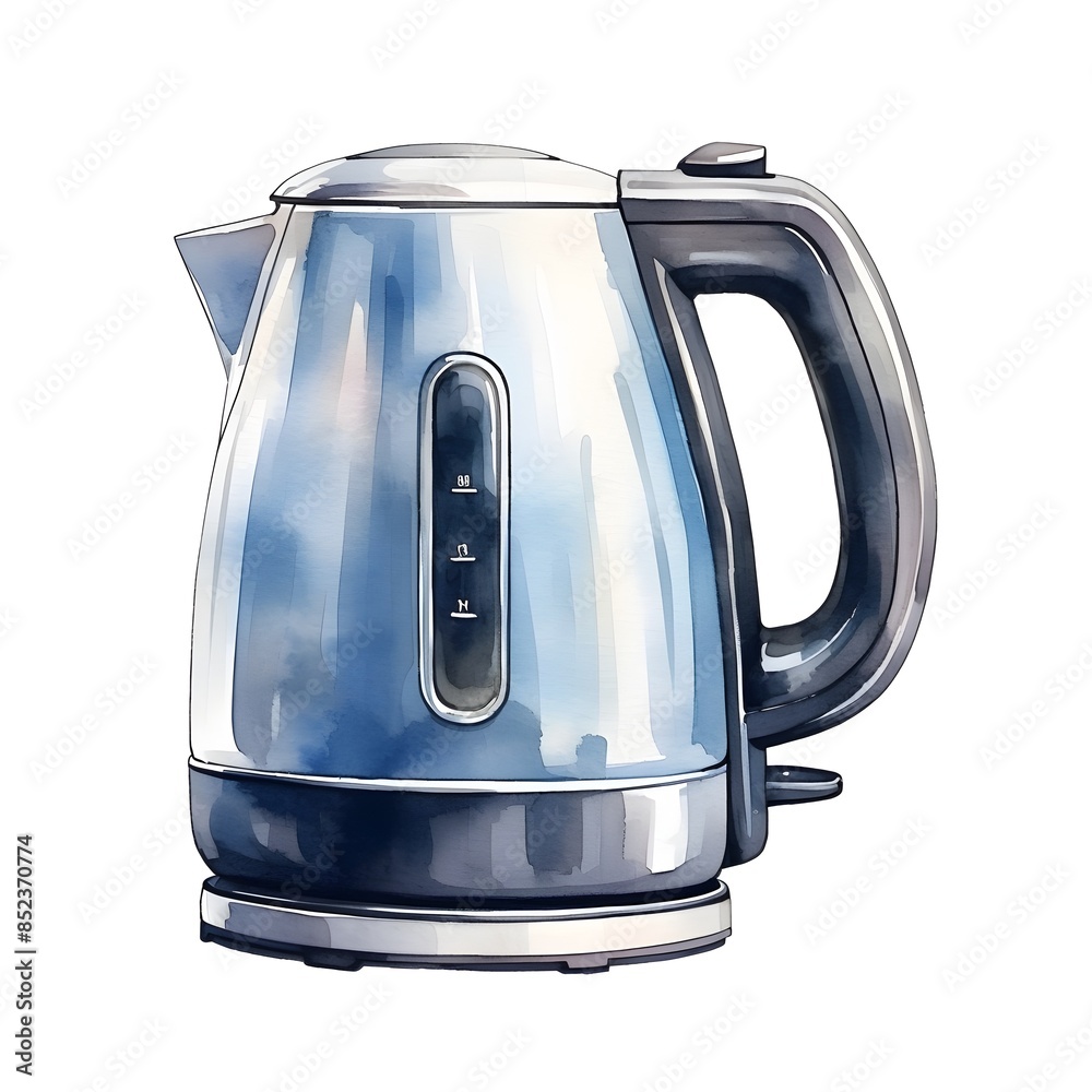 Sleek and Shiny Electric Kettle on White Background