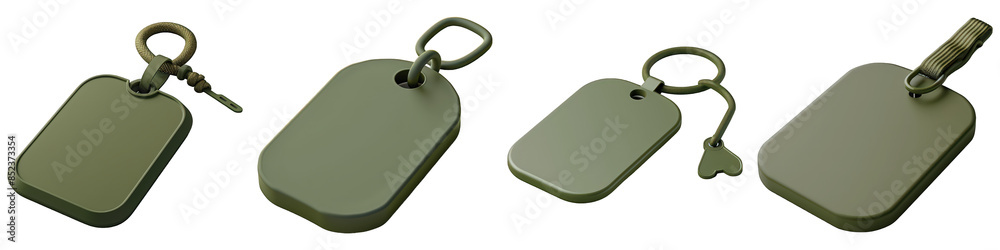 Fototapeta premium Set of Dog Tags isolated on transparent png background. Generative ai