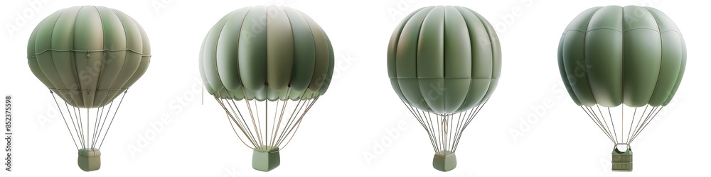 Obraz premium Set of Parachute isolated on transparent png background. Generative ai