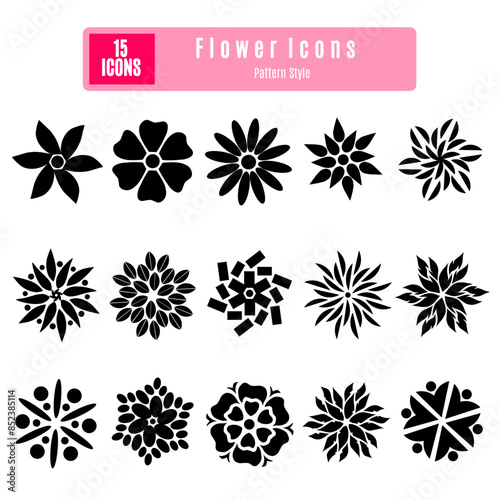 Icon set flower for illustration and attribute graphic design