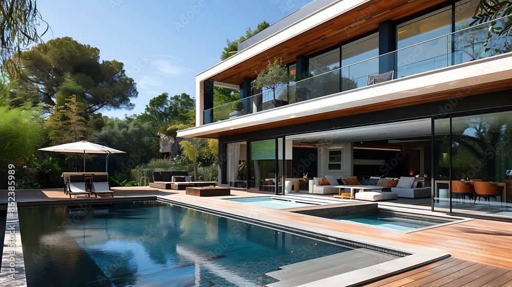 a modern house. villa with panoramic windows a modern house. villa with panoramic windows