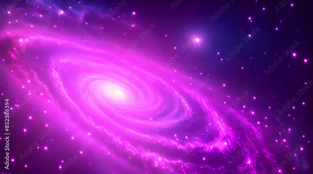 Amazingly colorful galaxy in outer space, with swirling, sparkling stars, glowing nebulae in shades of pink, blue, and purple, and a radiant, golden core
