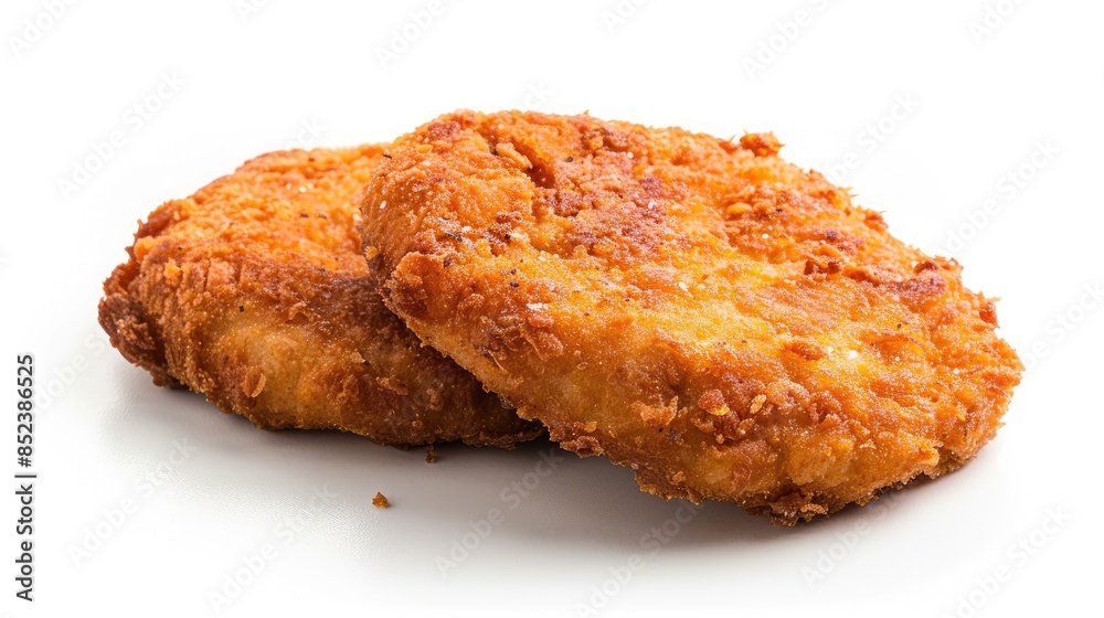 Breaded fried pork cutlets on a white background Breaded fried pork cutlets on a white background