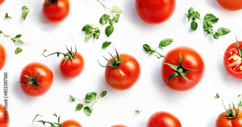 Red tomatoes on a white background