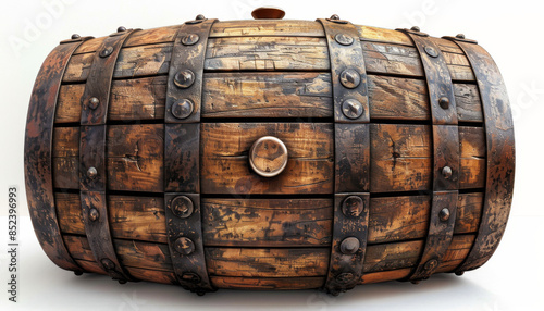 old wooden barrel isolated on white background