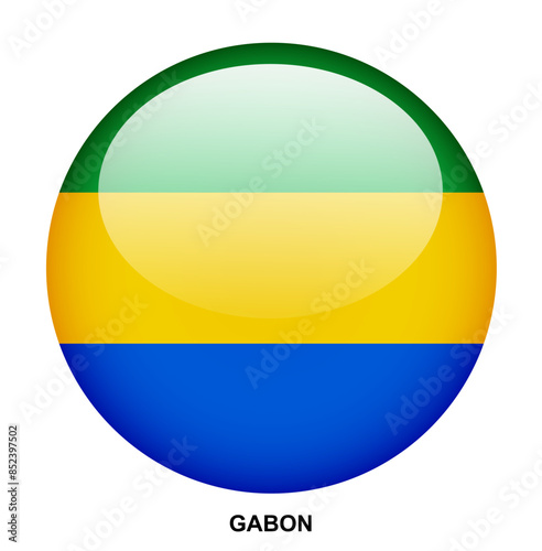 Free Download GABON flag button on white background - GFXLoad