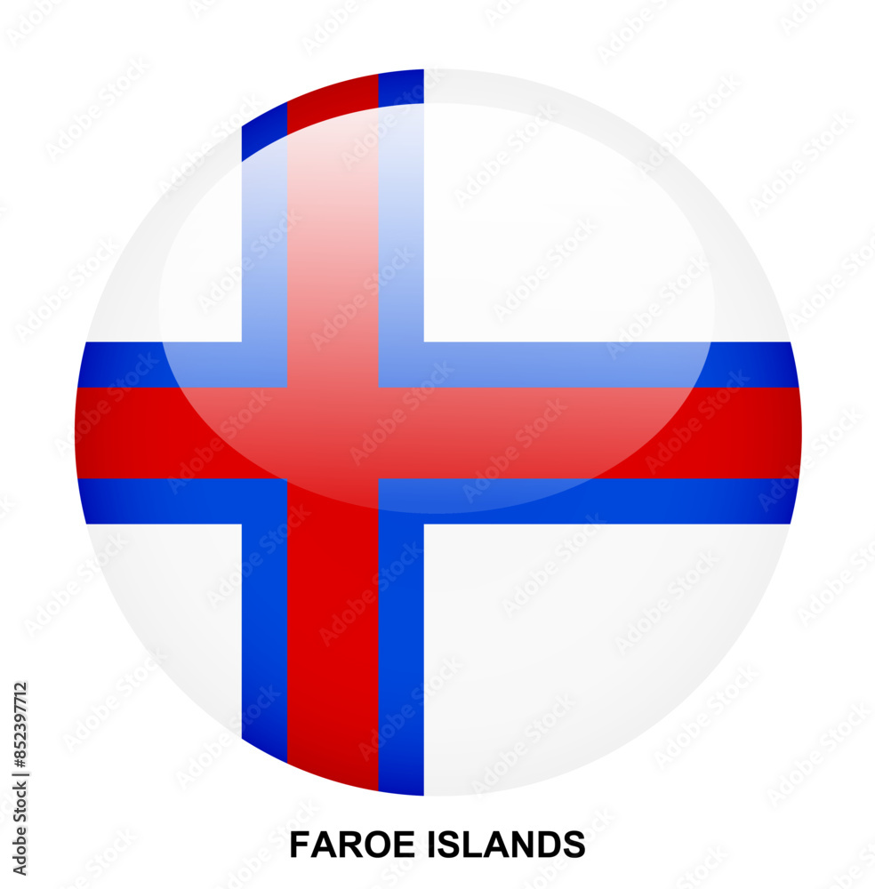 FAROE ISLANDS flag button on white background FAROE ISLANDS flag button on white background