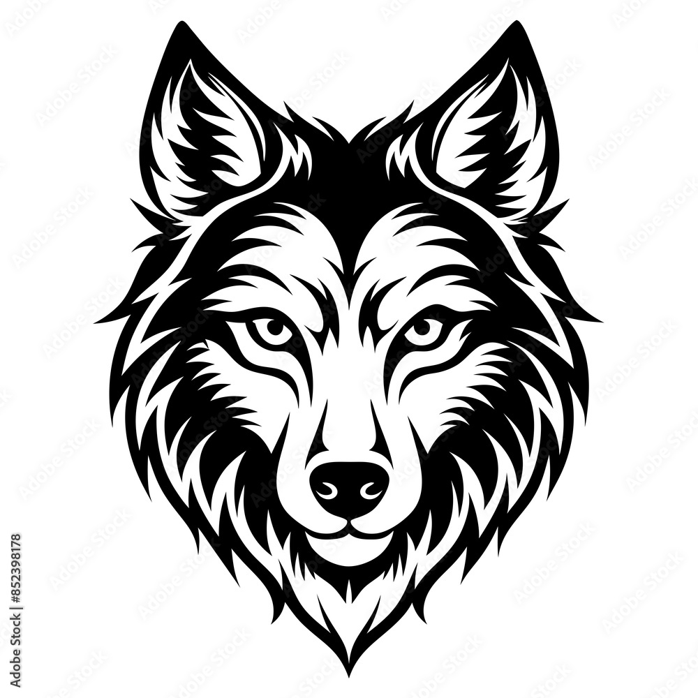 Naklejka premium Majestic Wolf Face Silhouette Vector Illustration -Animal Art for Prints and Digital.
