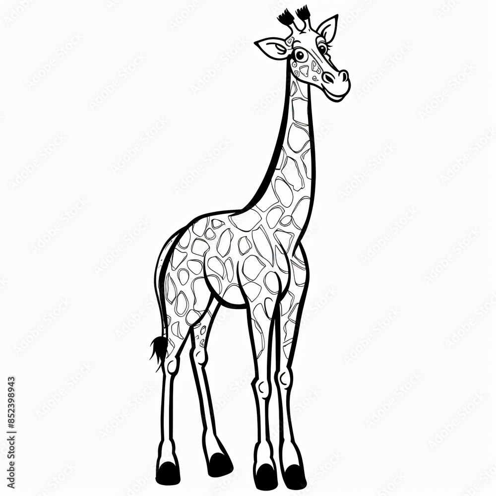 cartoon of a Giraffe children coloring book page cartoon of a Giraffe children coloring book page