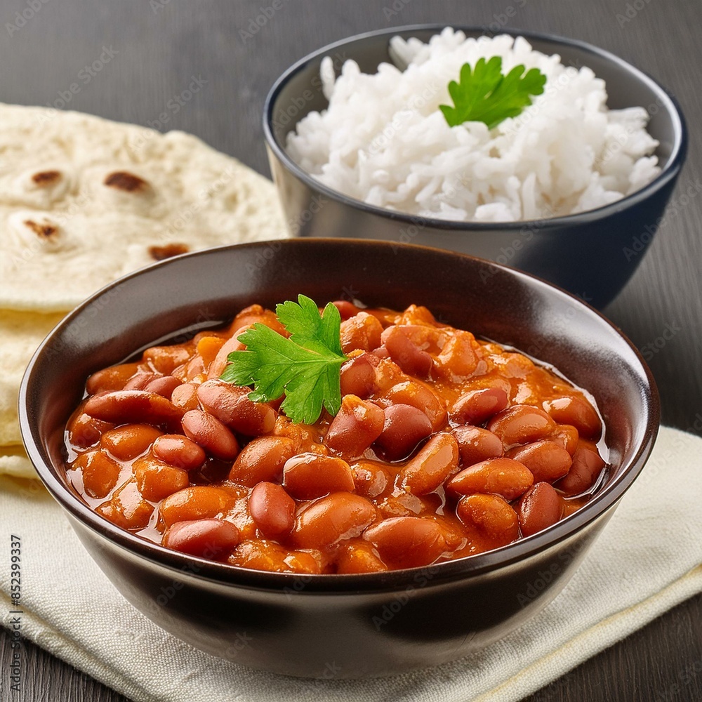 Indian food spicy kidney beans curry also called as rajma masala curry, rajma chawal or rajmah chawal with rice
Indian food spicy kidney beans curry also called as rajma masala curry, rajma chawal or rajmah chawal with rice