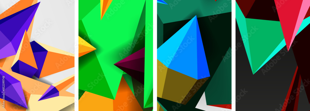 Triangle abstract concepts poster set with geometric minimal designs Triangle abstract concepts poster set with geometric minimal designs
