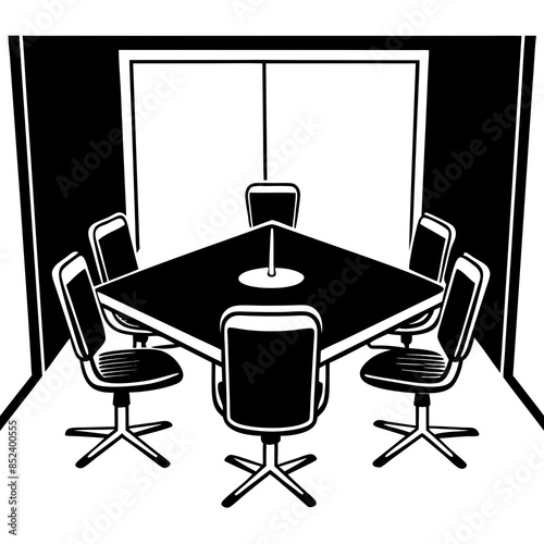 meeting room silhouette vector art illustration.