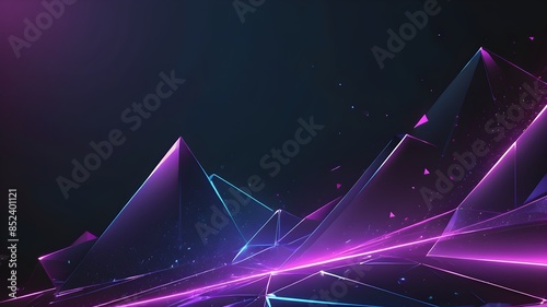 A cityscape with a purple background and a lot of triangles. The triangles are scattered all over the background and the foreground. The cityscape is very abstract and has a futuristic feel to it