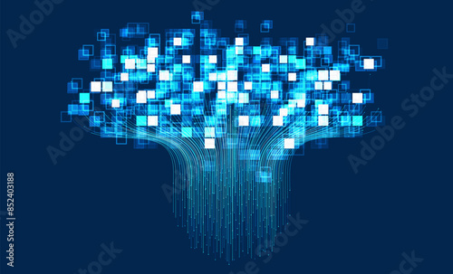 Technology background. Big data visualization concept. Information artificial neural network