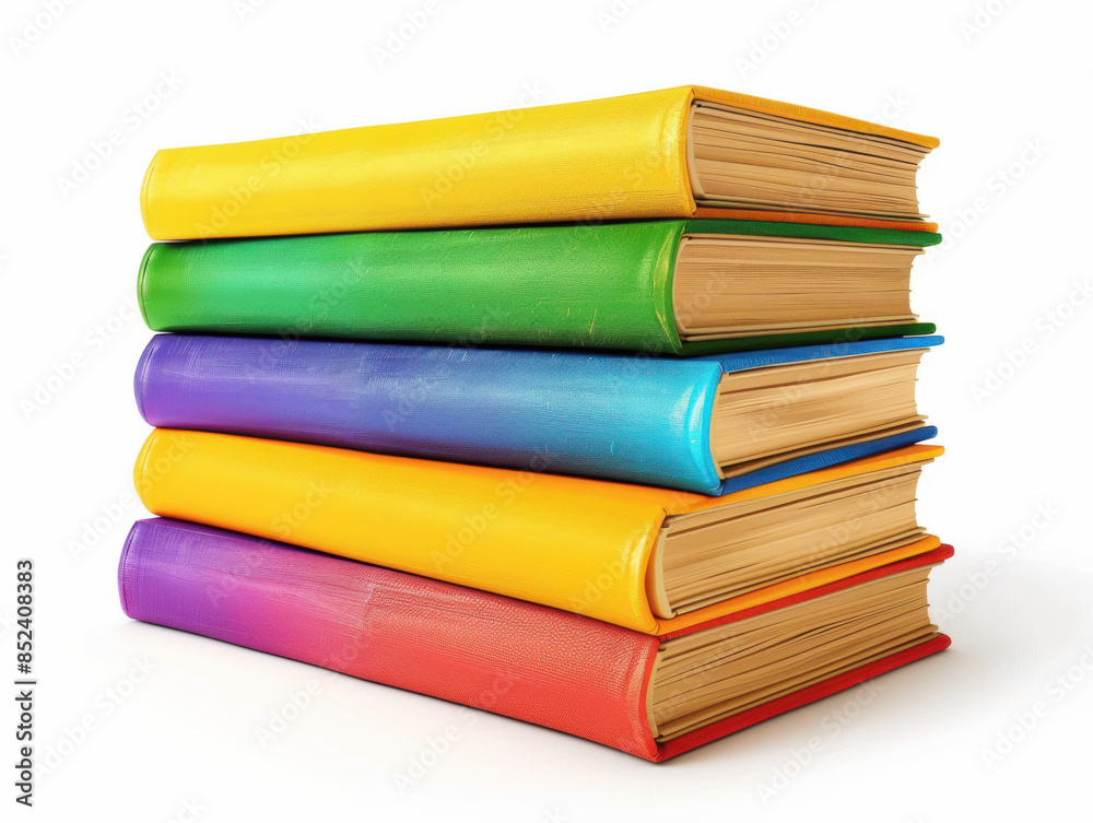 A stack of books with a rainbow colored cover A stack of books with a rainbow colored cover