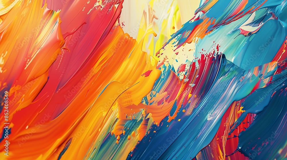 Bold paint strokes forming a colorful abstract design.