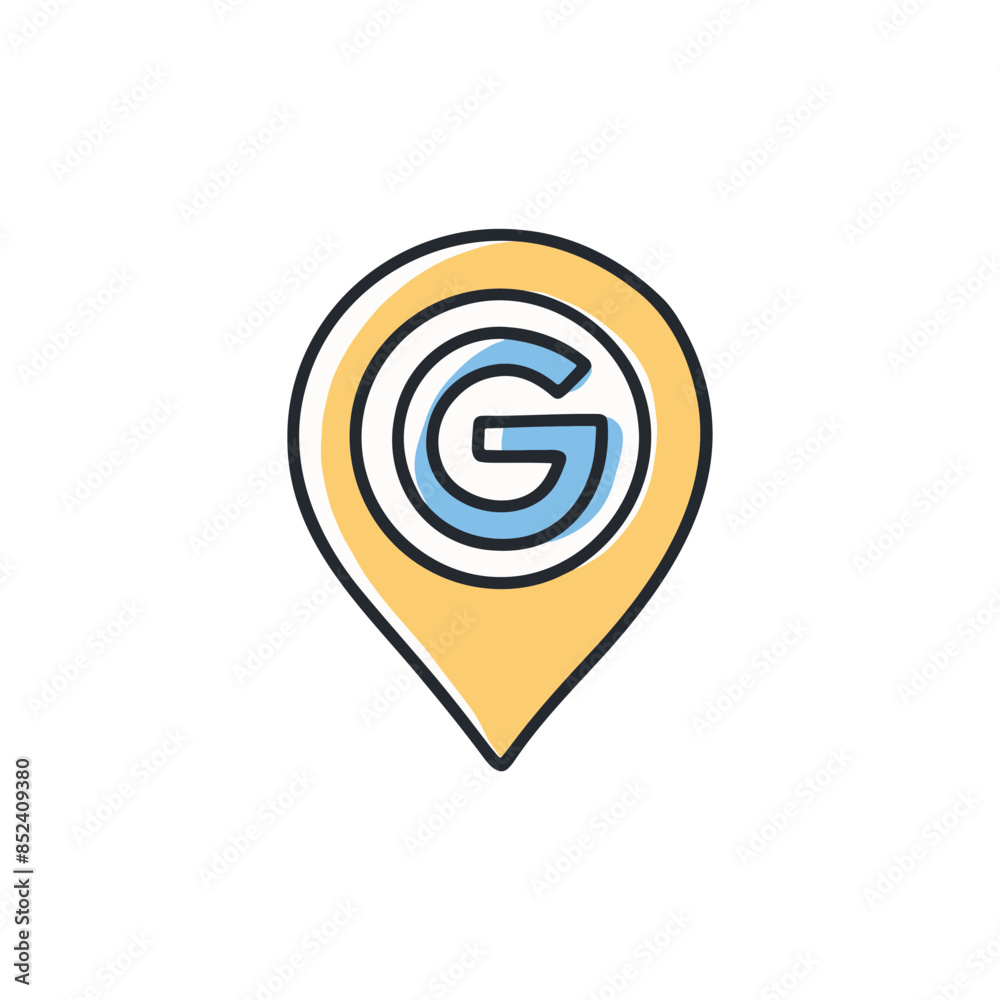 Illustration of a Location Pin with the Letter G Illustration of a Location Pin with the Letter G