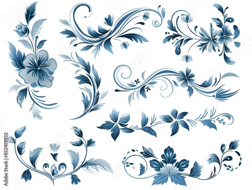 set of floral elements