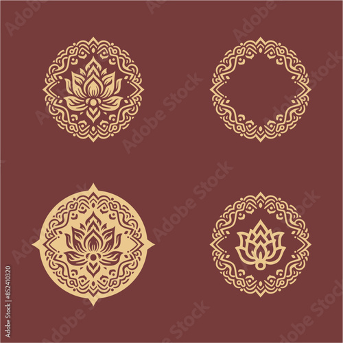 Thai flower ornament. traditional Thai flower ornamnet decoration